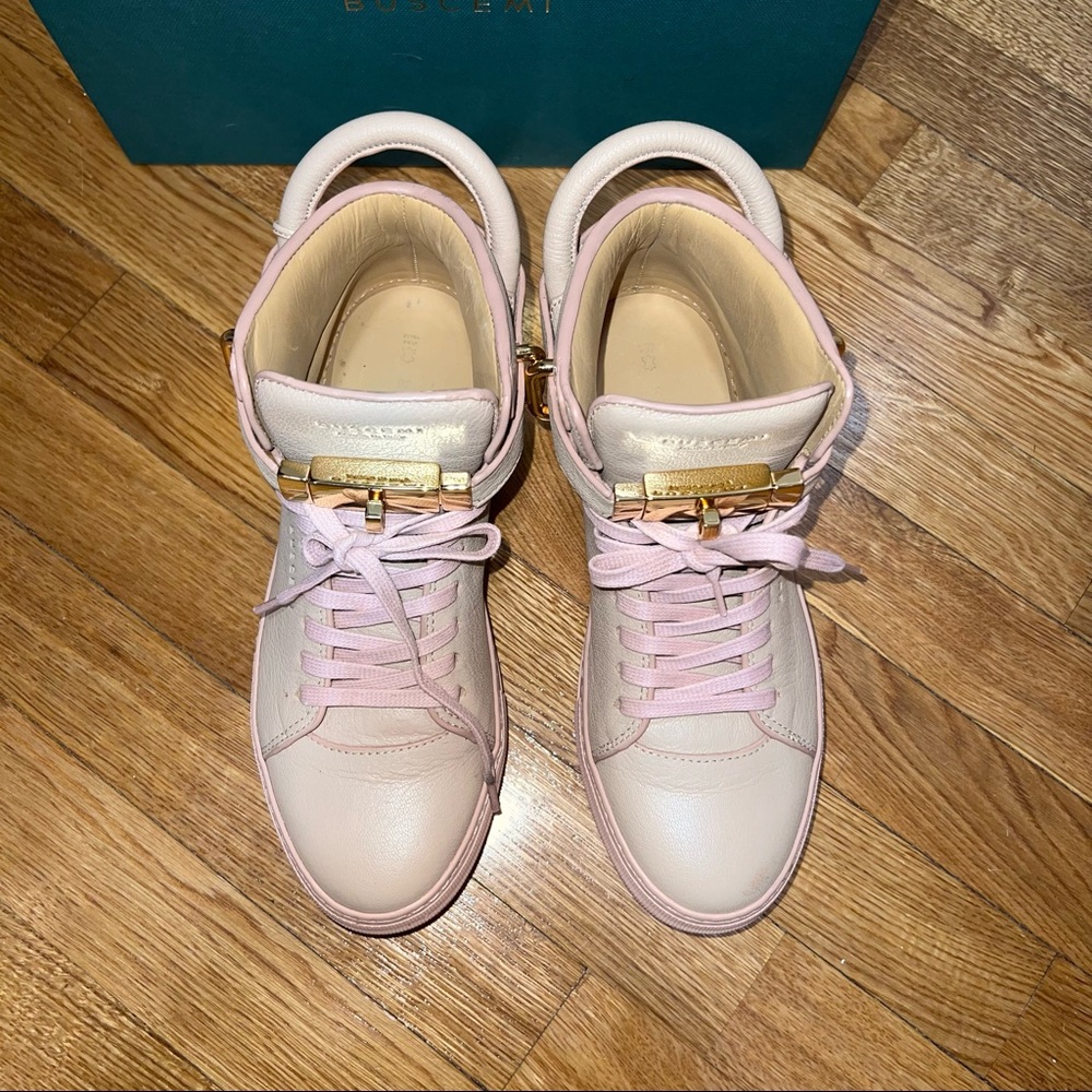 Womens BUSCEMI high-top 100MM sneaker in beige & pink size 38 - Picture 7 of 11